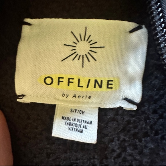 Aerie Black Sherpa Pullover Jacket Small Soft Warm 3/4 Zip with Kangaroo Pocket - Picture 7 of 7